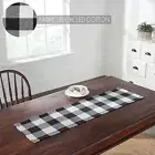 Annie Buffalo Check Black Runner Fringed 12x48 Country Primitive Table Runner