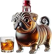 Clear Wine Bottles - Clear Wine Bottles for Decoration | Pug Design Alcohol Spirits Decanter - Transparent Dispenser Liquor Supplies for Brandy Vodka Beer Beverages Drinks, Mellower Taste Experie