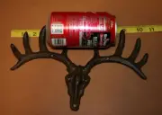 Southwestern Antler Skull Coat Hook Rack, Solid Cast Iron Cheyenne H-100