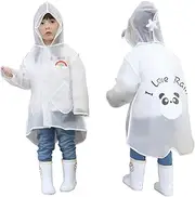 [YUYUBAOER] Childrens Raincoat and Rain Boots Set Baby Rainsuit Kids Waterproof Poncho Jacket Outdoor Play Outerwear Boys and Girls, 80-130CM White S-26