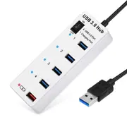 4 Port Usb 3.0 + 1 Port Fast Charging Hub With On/Off Switch (Byl-3011)(White)