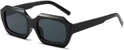 [Sibeg] Polygon Rectangle Sunglasses for Women 2024 New Retro Square Sun Glasses Men Classic White Shades UV400(Color:Black)
