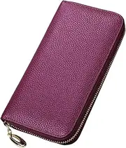 [SKUZA] Wallet,Card Bag,Design Long Wristlet Clutch Genuine Leather Women Wallets Luxury Brand Fashion Girls Purse Card Holder (Color : 906 Black) (906 Purple)