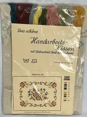 Vintage Crewel embroidery Das schone Handarbeits Kissen flower design stamped ki