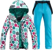 [Generic] Polka Dot Women's Snow Jacket Waterproof Windproof Ski Cover Snowboard Wear Jacket Bib Pants