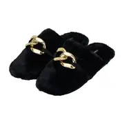 Annabel Trends Womens Closed Toe Indoor Luxe Mule Soft Slippers - Black