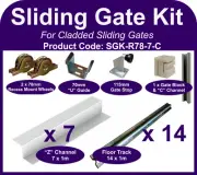 Complete Sliding Gate Hardware Kit for 7m Cladded Gate 78mm recess mount wheels