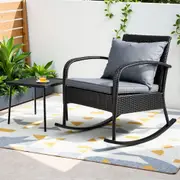 Wicker Rocking Chairs Table Set Outdoor Setting Recliner Patio Furniture