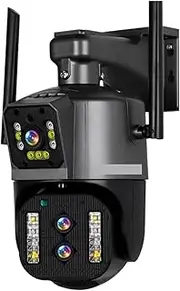 12MP 6K IP Camera Outdoor WiFi PTZ Three Lens Dual Screen 10X Optical Zoom Auto Tracking Waterproof Security CCTV Cam(A/U,6K 10xZoom No Card)