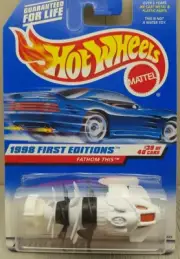 Hot Wheels 1998 First Editions FATHOM THIS White DIECAST CAR SUB BOAT 682