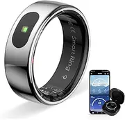 2025 Upgraded Smart Ring Fitness Tracker for Men and Women Touch Screen Smart Ring Sleep Pedometer Exercise Recorder with Gesture Remote Control and Calendar Reminder for Daily Use (Silver, 8#)