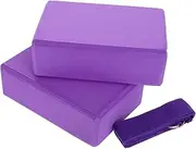 PENIKOKO 3Pcs Yoga Block and Strap Set Non Slip Foam Yoga Blocks for Flexibility and Fitness Portable Accessories for Stretching and Toning for Home Gym