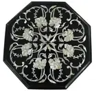 14" Black Marble Coffee Table Top Mother of Pearl Inlay Work Corner Table