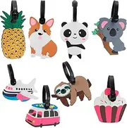 [RdjEokf] 8pcs Luggage Tags Cartoon Suitcase Identify Labels PVC Travel Baggage Tags Cute Bag Tags Airplane Luggage Tags Travel Id Tags Suitcase Travel Tags Lovely Secure Luggage Tags (02)
