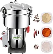 2500G Electric Grain Grinder Mill Commercial Herb Grinder Stainless Steel Cereal Pulverizer Machine Swing Type Spice Grinder High Speed Corn Mill for Grinding Bean Seed Nut Pepper Wheat(430 Stainless
