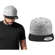 Flexfit by Yupoong Stripes Melange Crown Snapback-Unisex Flat Peak Baseball Cap