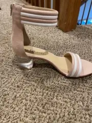 Katy Perry The Sierra Beige Microsuede lucite Heeled Sandal size 11 womens NEW