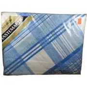 NEW NOS Vintage Tastemaker Mills No Iron Percale Full Fitted Sheet Blue Plaid