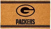 Team Sports America NFL Green Bay Packers Natural Coir Door Mat | Indoor and Outdoor Entryway | 28 x 16 Inches | Non Slip Back | Welcome Floor Mats | Muddy Dog Paws | Front Door Entrance Home Décor