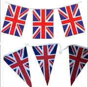 LARGE Union Jack bunting fabric flags.10 metres/33ft.8 x 12 inches.30 flags.