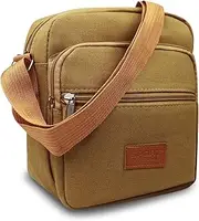 [AfitLulu] Messenger Bag for Man, Commuting Canvas Crossbody Bag with 3-Layer Zipper, Satchel Bag for Business Bag