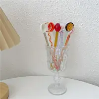 在飛比找ETMall東森購物網優惠-yowoyowoo 自制夏日彩色玻璃螺旋勺子咖啡勺牛奶攪拌棒