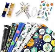 Happy Birthday Wrapping Paper, Pyhot 6 Sheets Gift Wrap Paper with Stickers and Tape for Birthday Wedding Party Girls Boys (50 x 70cm) (A)