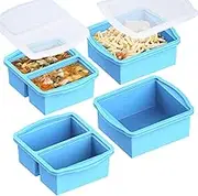 ZIP STANDING Silicone Freezer Trays with Lids, Set of 4 - with 1cup and 2 cup Silicone Freezer Molds for freezing soups, sauces and individual microwave safe