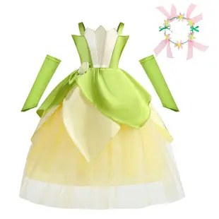 蒂安娜公主洋裝小精靈派對生日禮服萬聖節cosplay青蛙公主綠色