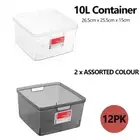 12x Assorted Colour Crystal Sort Container Food Home Fridge Storage Organiser