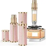 YIERSO Perfume Travel Refillable Bottle,Genuine Leather Bottom-Filling Fragrances Perfume Atomizer,Mini Cologne Dispenser,Portable Sprayer Pocket Size for Cruise Car Trip Purse Gift 5ml (Pink)