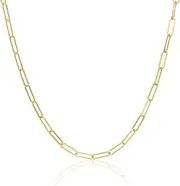 [Miore] 18CT Gold Plated 925 Sterling Silver Necklace for Women, Paperclip Chain, Silver Chain 45 cm, Hypoallergenic Jewellery For Women Made in Italy, Delivered In Jewellery Box