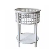 Bahama Rustic Metal/Glass 64cm Round Side Table - Wash