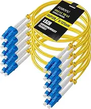 Foboiu LC to LC OS2 Fiber Patch Cable 1m 5-Pack, Lc UPC to Lc UPC Duplex OS1/OS2 Single Mode Optical Patch Cable,9/125um LSZH SMF Jumper Cord Yellow 1 Meter(3.3ft)