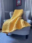 Yellow Blanket - Chunky Knit Blanket - Soft Chenille Throw