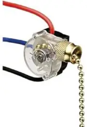 Morris Pull Chain Switch (70025) 6 amp 125 volt / 3 amp 250 volt - Brass - 3 Way