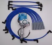 PONTIAC 301-350-389-400-455 BLUE Small Cap HEI DISTRIBUTOR & Spark Plug Wires