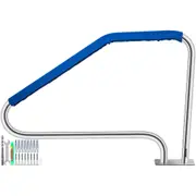 Swimming Pool Handrail Ladder Handrail Stainless Steel Rail w/ Base Plate