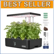 12-Pod Hydroponics Growing System Kit with LED Light for Indoor Herb Garden