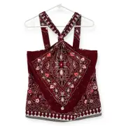 Banana Republic Bandana Print Halter Tank Top Womens Small Red Boho NWT