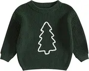 [MOLZULAMS] Baby Girl Boy Christams Outfit Christmas Tree/Santa Claus Embroidery Sweater Pullover Sweatsihrt Xmas Fall Clothes