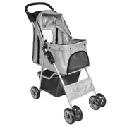 Andala Pets Folding Pet Stroller Dog/Cat Travel Carrier Grey