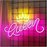 Sign Lamp Crown Queen Neon Sign Brightness Adjustable For Wall Decor LED Light For Bedroom Room Birthday Party Decorations 28cmx16.7cm