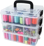 Bins & Things Stackable Storage Container with 18 Adjustable Compartments - Clea