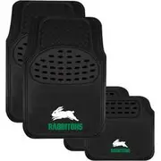 NRL Floor Mats - Rabbitohs - Black Combo Rubber/Carpet Set of 4 - CMNRLRABS4
