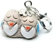 [Miniblings] Pair of Birds Charm Pendant Bird Couple Love Ceramic Handmade Fashion Jewellery Necklace Pendant Silver-Plated Charm Bracelet Pendant for Bracelet, 16mm, Ceramic