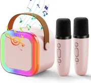 Mini Karaoke Machine with 2 Wireless Microphones: Portable Bluetooth Karaoke Mic