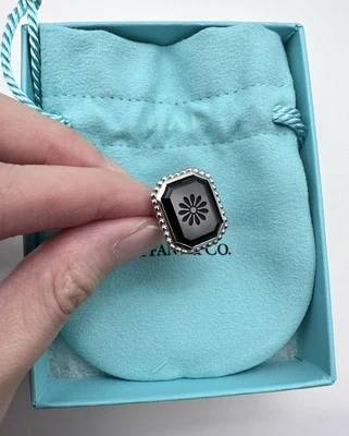Tiffany & Co. New Size 4 Daisy Ziegfeld Black Onyx Ring Sterling Silver