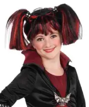 Bad Bat-Ista Wig Vampire Gothic Fancy Dress Halloween Child Costume Accessory