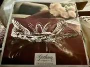 NiB Vintage Gorham Lead Crystal Orchid Centerpiece Bowl 11 3/4"